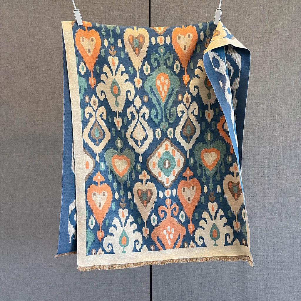 Женский осенне-зимний толстый теплый платок-шаль в стиле ретро-люкс, большой плед, буфанда, пончо, эшарп, пашмина, столы, защита от холода, хиджаб