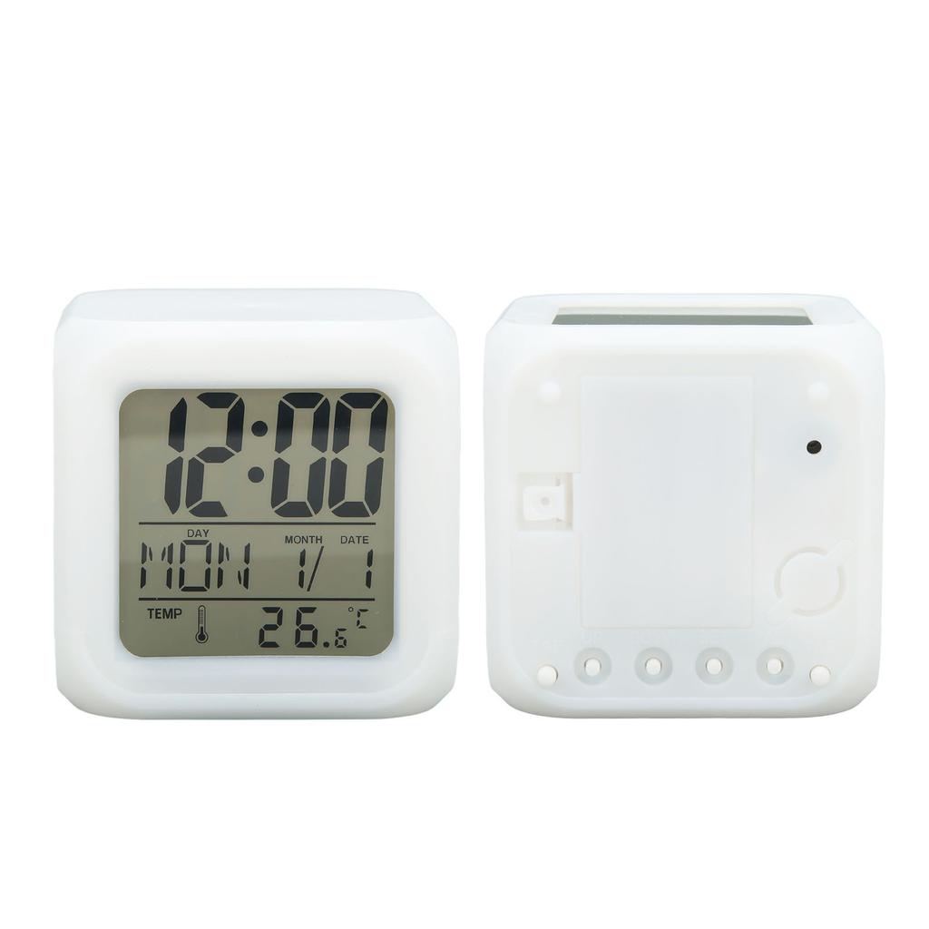 Kids Digital Clock LED 7 Colors Night Glowing Temperature Display Portable Easy LED Clock