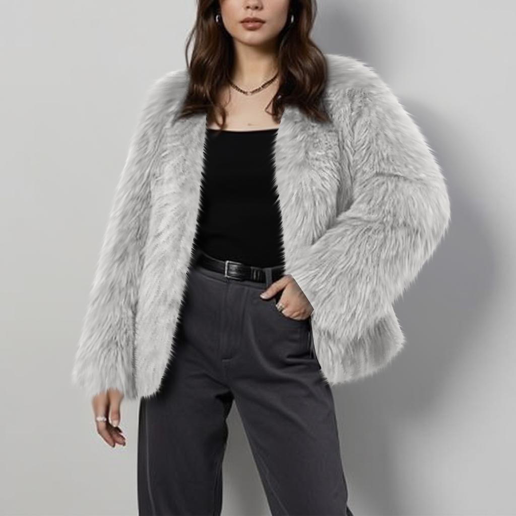 Женское модное теплое пальто с длинным рукавом однотонное меховое