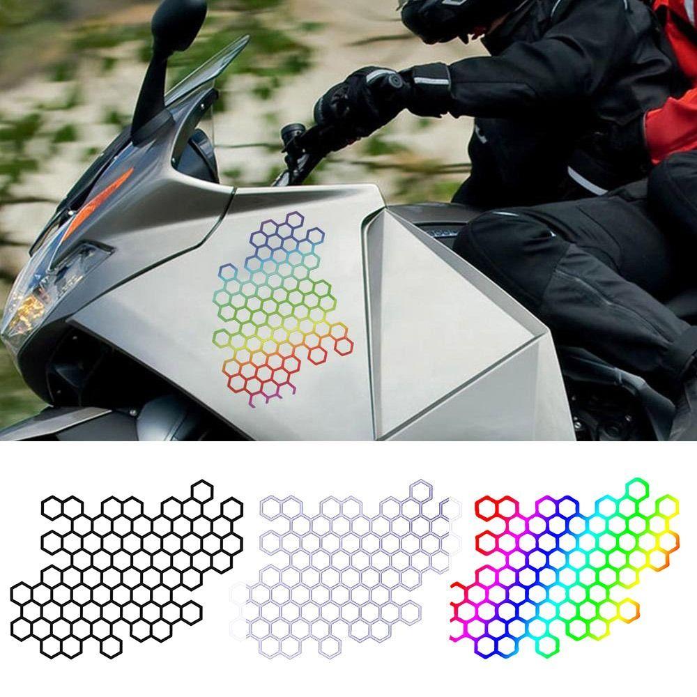 Dust-proof Bumper Helmet Ornament Motorcycle Decorative Sticker Reflection Honeycomb Decals