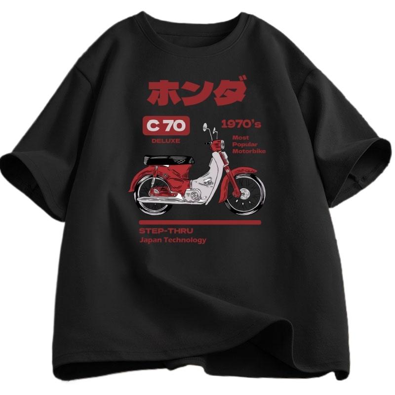 Japanese Style Vintage Anime Car T-shirt for Men Women Summer Printed T Shirt Loose High Quality Round Neck Tees Clothes Summer
