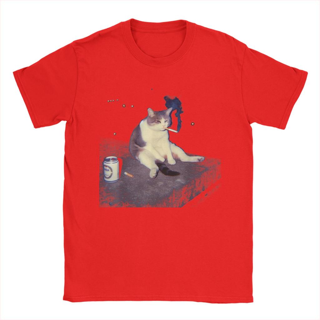 Cigarette Kitten Funny Smoking Cat Meme Stupid Brainrot Summer T Shirts Cotton Hipster Tshirt For Couple Short Sleeves Top Tees