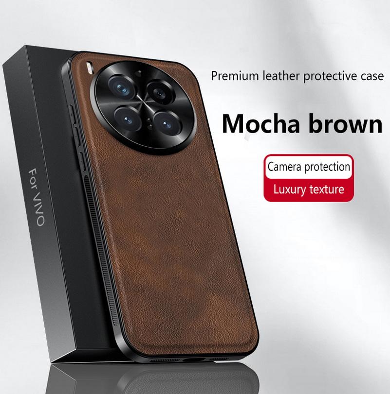 Vintage Leather Texture Non-Slip Frame Phone Case For VIVO X300 Pro x300 vivo X200 Ultra X200s X200 FE X100 Pro Protect Cover