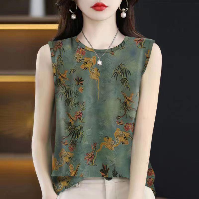 Летняя майка с бретельками и футболка для женщин среднего и пожилого возраста, модный универсальный топ без рукавов