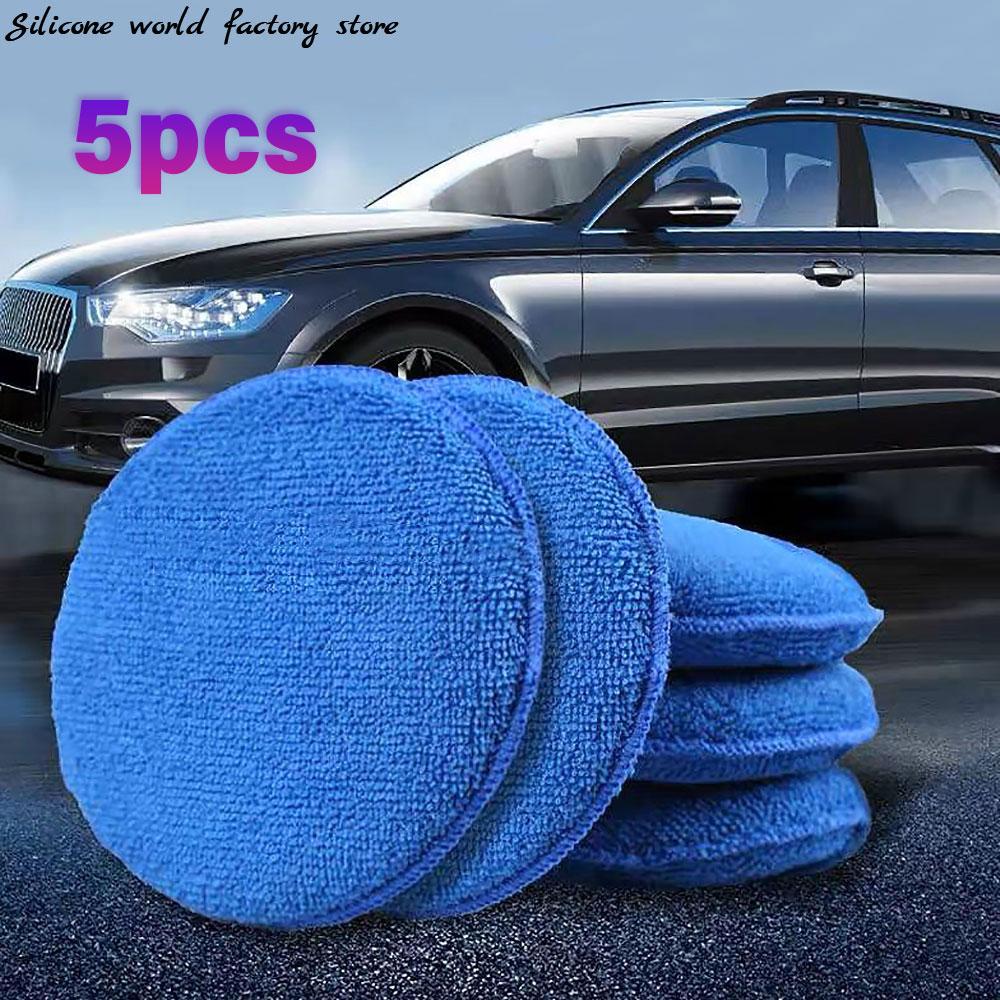 Silicone World 5 шт. Губчатый блок для полировки и нанесения воска, Круглая поролоновая подушка-аппликатор из микрофибры, Инструменты для детейлинга, ухода и чистки автомобиля