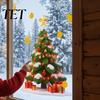 Removable Glass Stickers Christmas Window Cling, Santa Climbing Rope Sticker, Static Cling Clings PVC Tree Decal for Doors Windows Holiday Home Decor