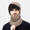 Winter Color Matching Wool Warm Thick Knitted Hat Men's Outdoor Riding Cold-Proof Ear Protection Wool Hat Two-Piece Set