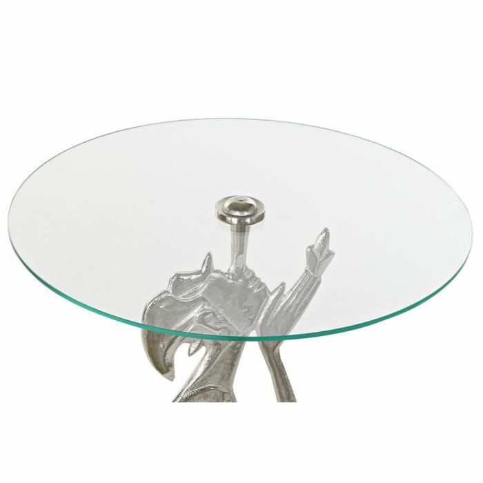 Table d'appoint en aluminium transparent et verre argenté (46 x 46 x 72 cm) - Blanc - Verre