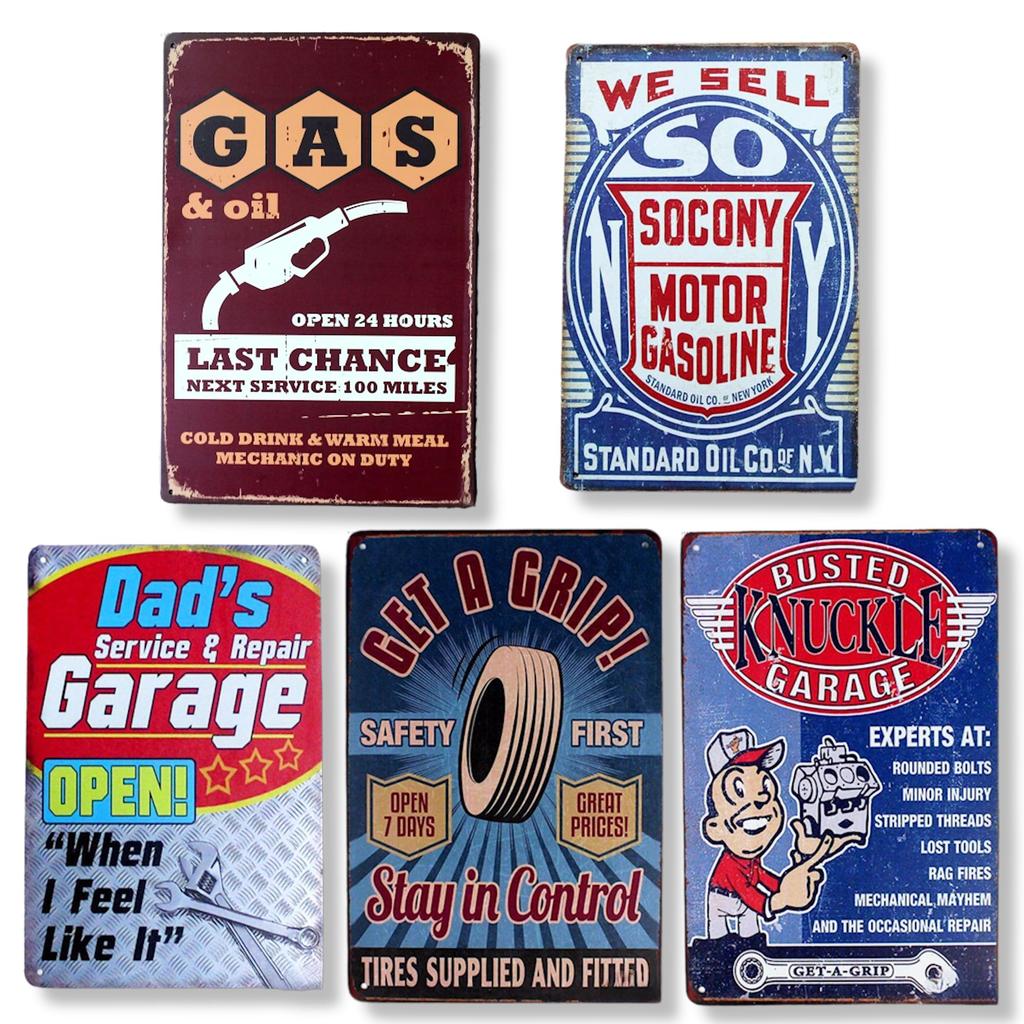 Lezalic Жестяная табличка Номерной знак Гараж Американский Ретро Декор стен интерьера Античный Винтажный стиль (Гараж)