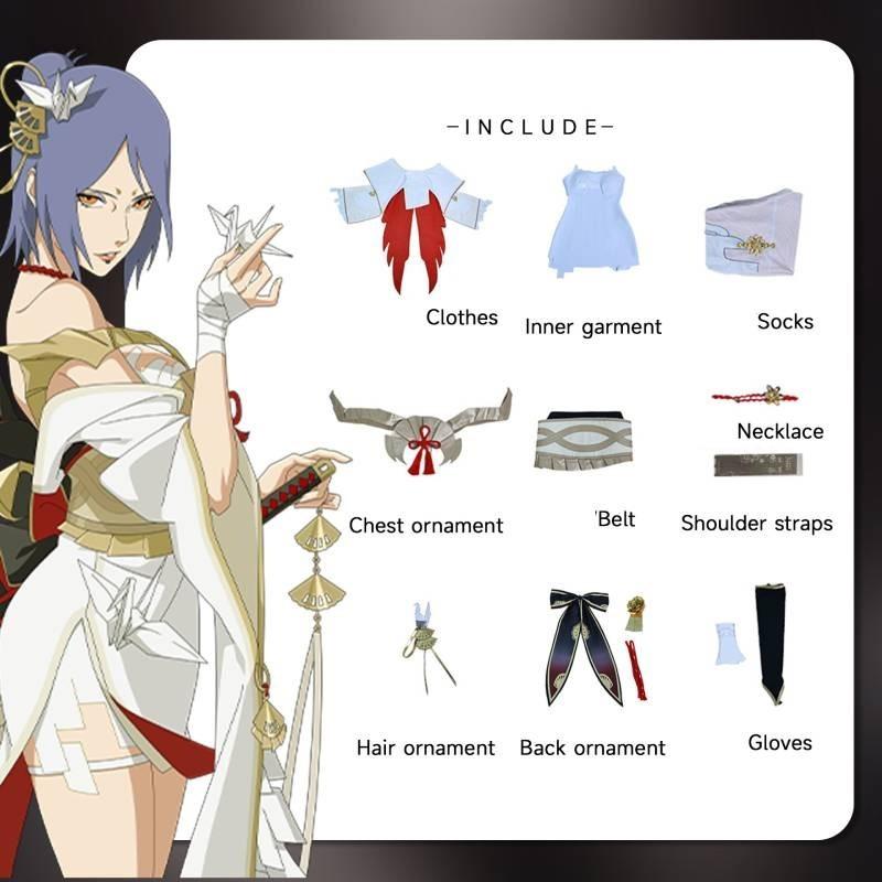 Sweet And Fresh Konan Cosplay Outfit White Crane Style Naruto Costume
