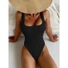 Women's Solid Color One Piece Swimsuit Summer Beach Vacation Monokini Conservative Bikini Slim Backless Swimwear 2025 New
