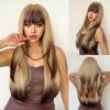 Blonde Brown Ombre Synthetic Wigs Long Straight Layered Wig for Women Cosplay Party Natural Hair Wig Heat Resistant Coupon & Discount