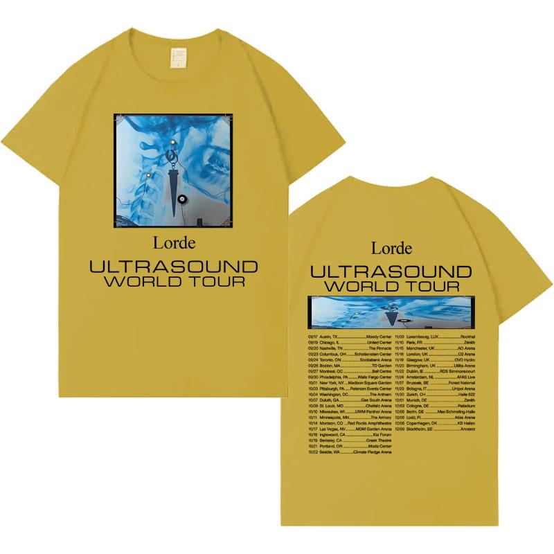 Футболка с принтом Lorde Ultrasound World Tour Мужская Женская Хип-хоп Футболка Y2K Хлопок Харадзюку Футболка Уличная Мода Поп Футболка с коротким рукавом