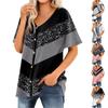 Женская футболка Футболка с принтом Женские рубашки V-образный вырез с короткими рукавами Туника на пуговицах Топы Блузка