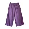 Широкие брюки из хлопка и льна для женщин летом Тонкие укороченные брюки Укороченные брюки из льна в стиле ретро Свободные прямые фиолетовые брюки