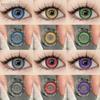 2 шт. Косплей линзы Серия Мадрид Красные глаза Голубые зрачки Коричневые линзы Натуральные Годовые Косметические