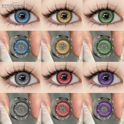 2 шт. Косплей линзы Серия Мадрид Красные глаза Голубые зрачки Коричневые линзы Натуральные Годовые Косметические