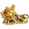 Office-Desk Table Decor Home Shop and Car Dashboard Wealth & Happiness Spiritual Decor Decorative Showpiece (Gold) - 7.5 Cm  (Polyresin, Gold)