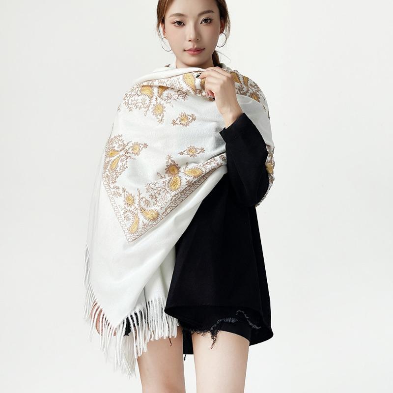 Новый женский шарф из искусственного кашемира, подходит для всех сезонов, модный и теплый, подчеркивающий темперамент, шарф с бахромой, шаль с узором "пейсли"