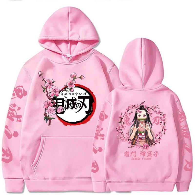 Japan Anime Kawaii Demon Slayer Kamado Nezuko Manga Hoodies Sweatshirts Tops Pullovers Streetwear Unisex Cartoon Sweatshirt