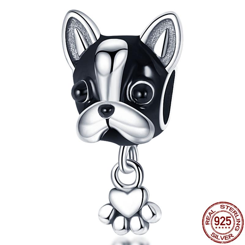 925 Sterling Copper Cat and Dog Series Best Friend Pendant Fit 4MM Hole Diamete Bracelet Charms Bead Necklace DIY Female Zircon