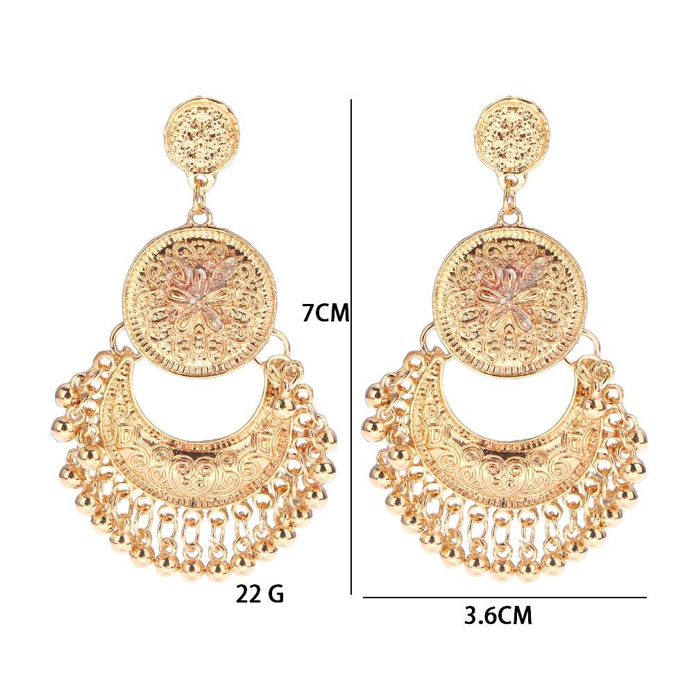 Hollow Out Crescent Jewelry Boho Carved Flower Dangle Earring Drop Earrings Small Bells Tassel