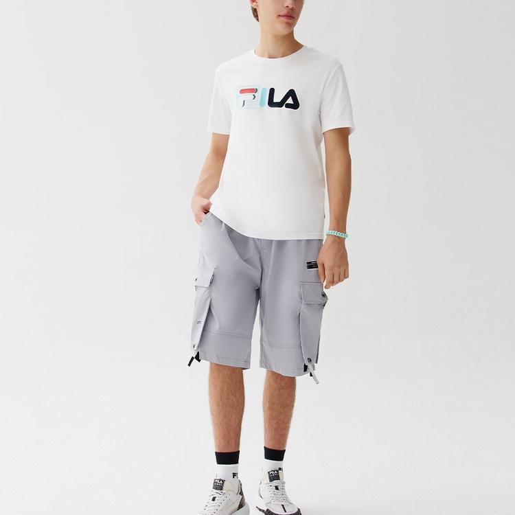 FILA T Shirts Men's White Crew Neck Moderate Straight Fit F51M228175FWT