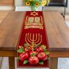 Счастливого Шавуота Льняная дорожка на стол Декор для вечеринки в честь еврейского праздника Красный Золотой Религиозный символ Узорная дорожка на стол Декор на Шавуот
