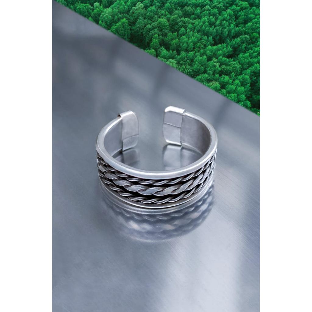 Модель спирального обручального кольца Регулируемое мужское посеребренное кольцо