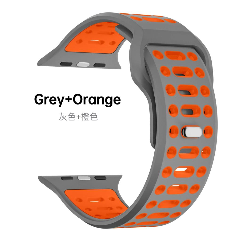 Silicone Band for Apple Watch Ultra 2 49mm 46mm 45mm 44mm 42mm Two-Color Bracelet Correa Iwatch Series 10 9 8 7 6 5 3 SE Strap