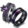 Charm Couple Rings Romantic Purple Rhinestones Women Rings Set Trendy Men 'S Rainbow Stainless Steel Ring Fashion Jewelry Gifts