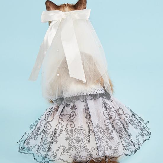 Pet Dress Super Soft Bow-knot Design Bright Color Easy-wearing Machine Washable Decorative Polyester