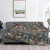 Vintage William Morris Strawberry Blanket Velvet Spring/Autumn Ultra-Soft Throw Blanket for Bed Travel Bedding Throws