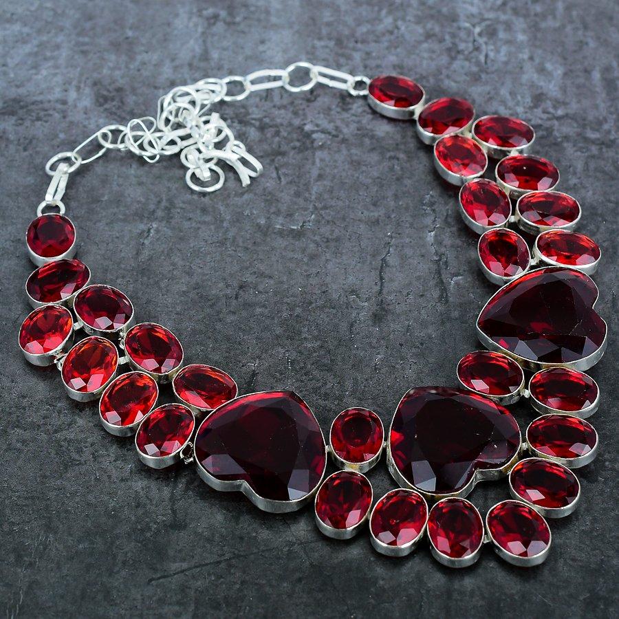 Mozambique Garnet Handmade 925 Sterling Silver Jewelry Necklace 18" O0S50