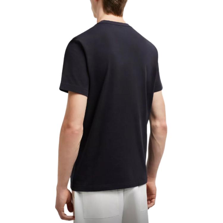 Moncler Flocked Logo T-Shirt Men Tops Blue J2-091-8C00024-8390T-778