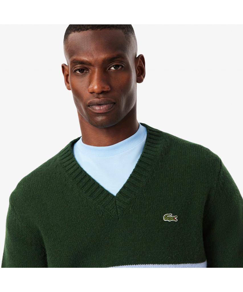 LACOSTE Men'S Striped V-Neck Sweater Ah5180-55N 9Is