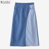 Womens Summer Casual Stripe Patchwork Midi Skirts