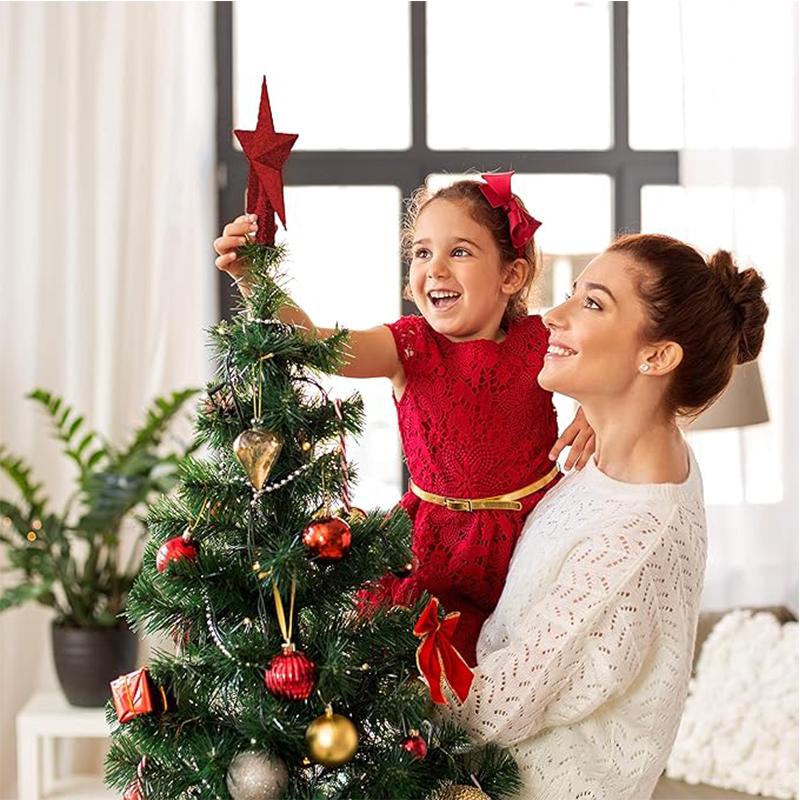 3 шт. Красная звезда Верхушка для рождественской елки Веселое Рождество Украшение для домашнего декора Звезда Новогоднее украшение 2025 Аксессуары