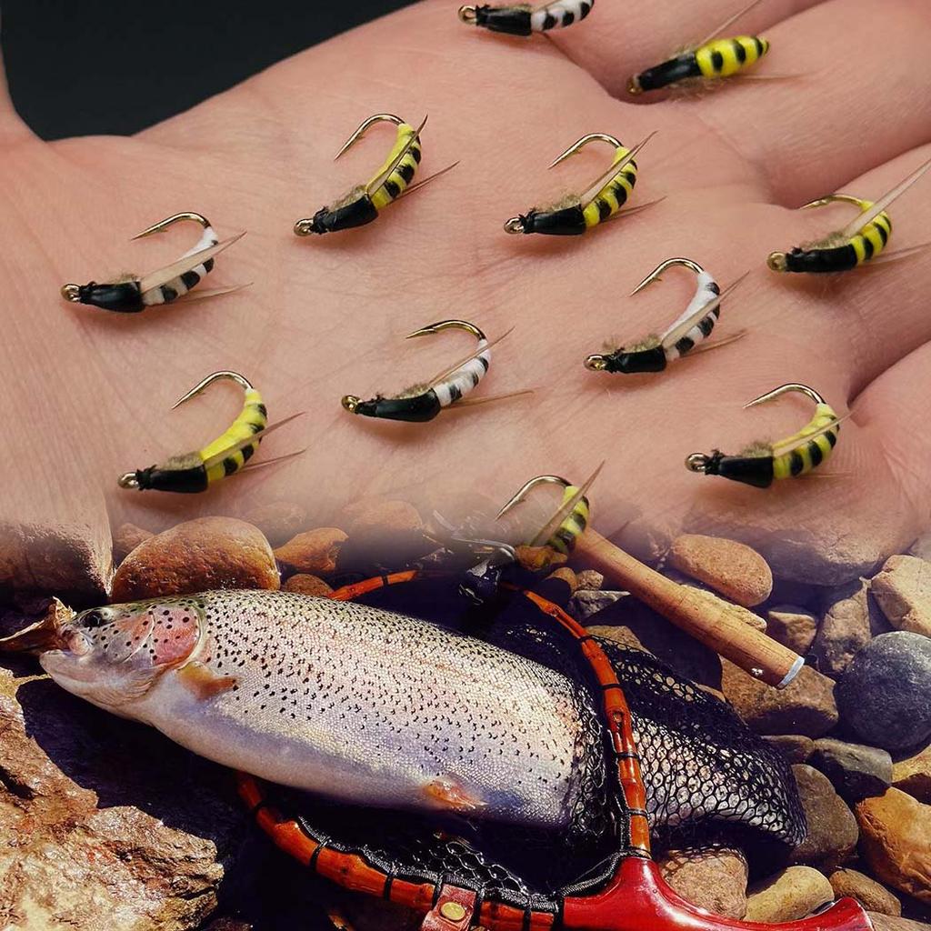 5/10 шт. нахлыстовая мушка-приманка для форели | 2 разноцветных нахлыстовых мушки | Сухие мушки, желтые и белые мотыльки-материал искусственное перо и вискоза