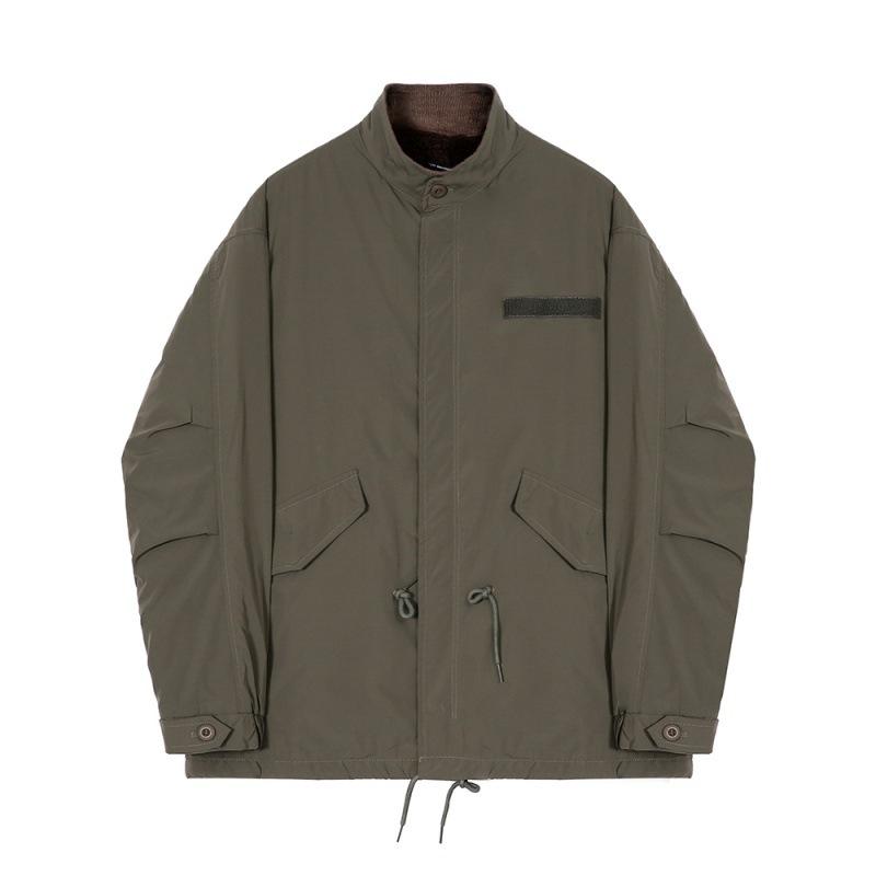 Men's Stand-up Collar Work Jacket Cotton Autumn and Winter Korean Style Loose and Trendy Velvet Thickened Cotton Coat