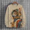 Japanese Pattern Sweatshirts For Women Space Cat 3D Printed Pullover Autumn Oversized O-Neck Hoodies Long Sleeves Clothing Tops