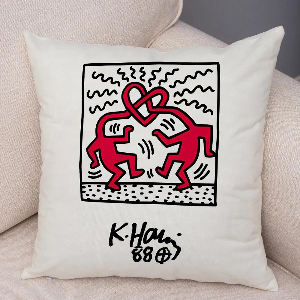 Nordic Style Plush Throw Pillow Case Abstract Keith Artwork Cushion Cover for Sofa Home Car Decor Geometric Art Print Pillowcase