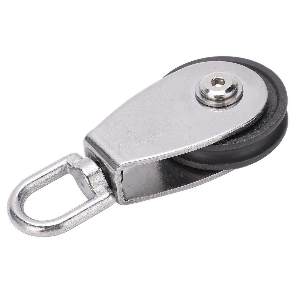 Stainless Steel Shell Dual Bearings Mute Pulley Block Nylon Wheel Groove 360 Degree Rotation