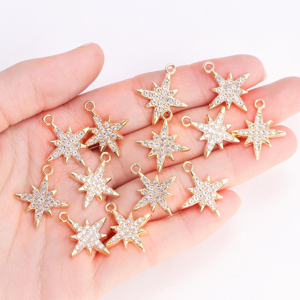10Pcs Delicate Gold Color Zircon Flower Dragonfly Star Charms Pendants High Quality Diy Necklace Earrings Jewelry Accessories