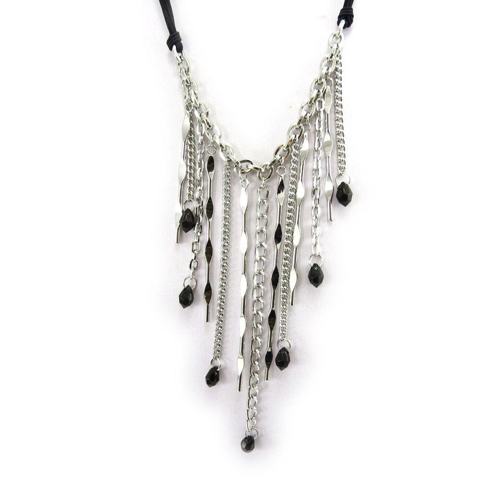 Les Trésors De Lily [L4259] - Black Silver 'Kilimanjaro' Necklace