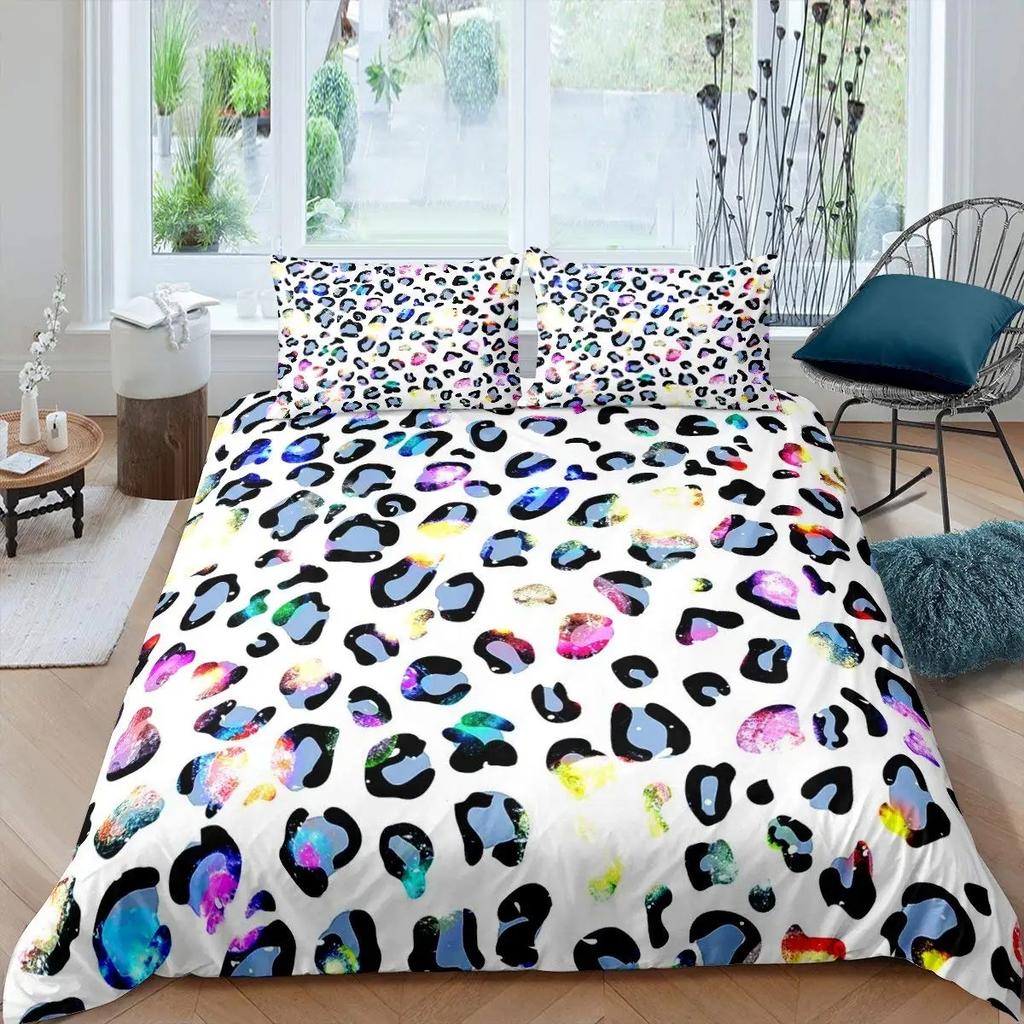 3D Print Leopard Bedding Set Queen King Soft Bedclothes Twin Bohemian Print Duvet Cover With Pillowcase Polyester Quilt Cover