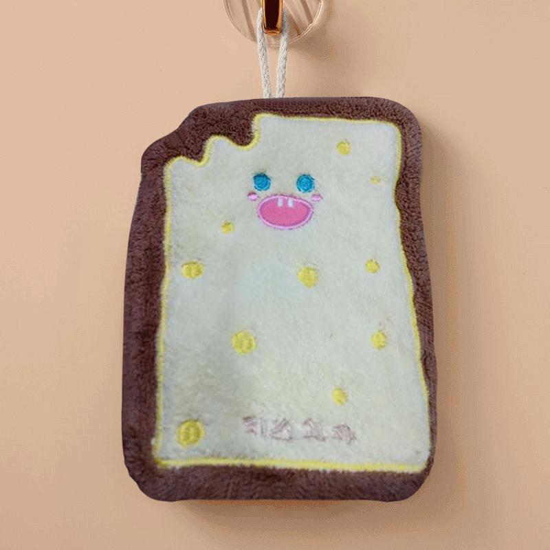 Милое мультяшное полотенце для вытирания рук, утолщенное, впитывающее, кавайное, мягкое полотенце с петлей для подвешивания, принадлежности для ванной комнаты