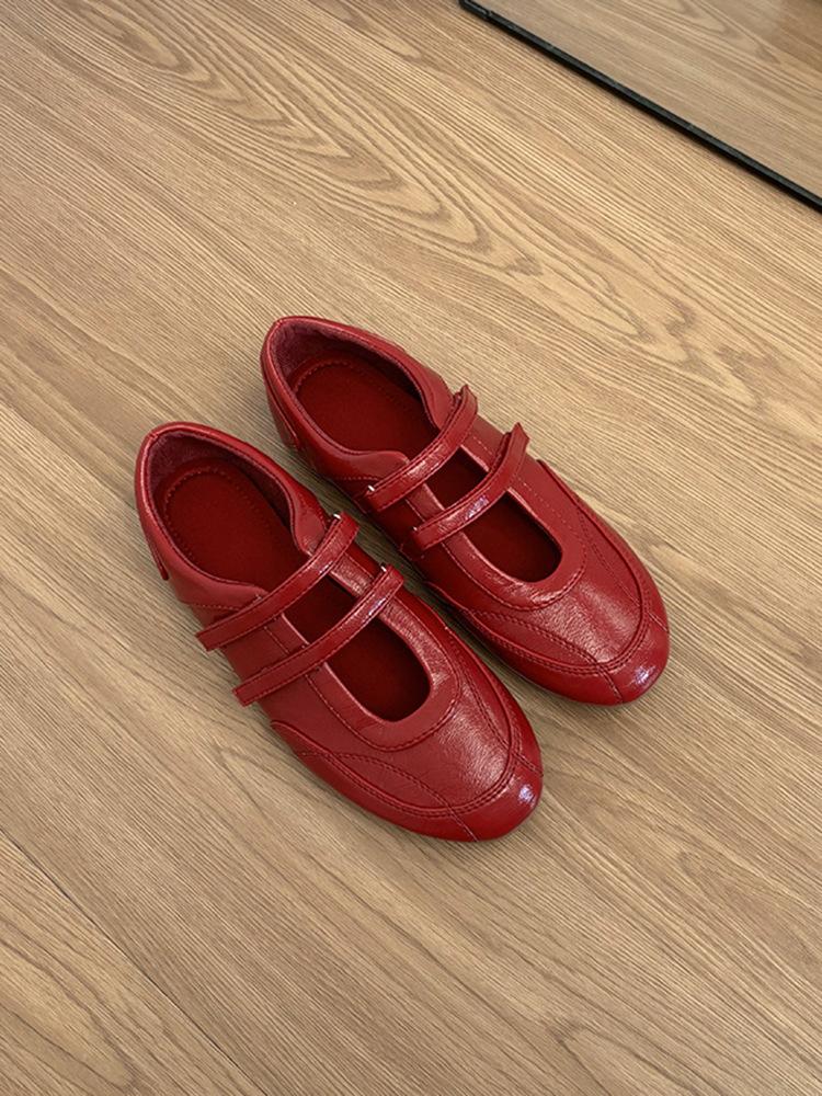 Туфли Мэри Джейн из коровьей кожи с плоской подошвой серебристого цвета, женские балетки из натуральной кожи в стиле ретро на липучках, повседневные спортивные туфли для тренировок