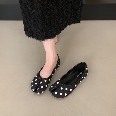 Корейская версия ретро свиных копыт, туфли с раздвоенным носком, женские на весну и осень 2025 года, новые, на плоской подошве, с леопардовым принтом, на мягкой подошве, туфли Doudou