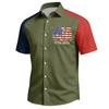 Men's Independence Day Printed Collared Top Men's Casual Sports Short-Sleeve Shirt
